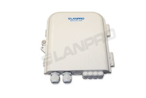 CAJA DE TERMINACIËN ABS LANPRO DE 8 PARA FIBRA ËPTICA TIPO FTTH PARA EXTERIORES 2 PUERTOS DE ENTRADAS LP-F2058OY00