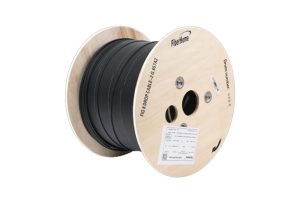 CARRETE DE 1 KM DE FIBRA ËPTICA A╔REA MINI FIGURA 8 G.657A2 TIPO DROP 2 HILO CON MENSAJERO DE ACERO SPAN 80MTS FIBERHOME ICFIG8A22C