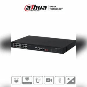 SWITCH POE DAHUA DH-PFS3218-16ET-135 16 PUERTOS ETHERNET 2X SFP POE INTELIGENTE LARGA DISTANCIA 250M CAPA 2 100V–240V 135W DH-PFS3218-16ET-135